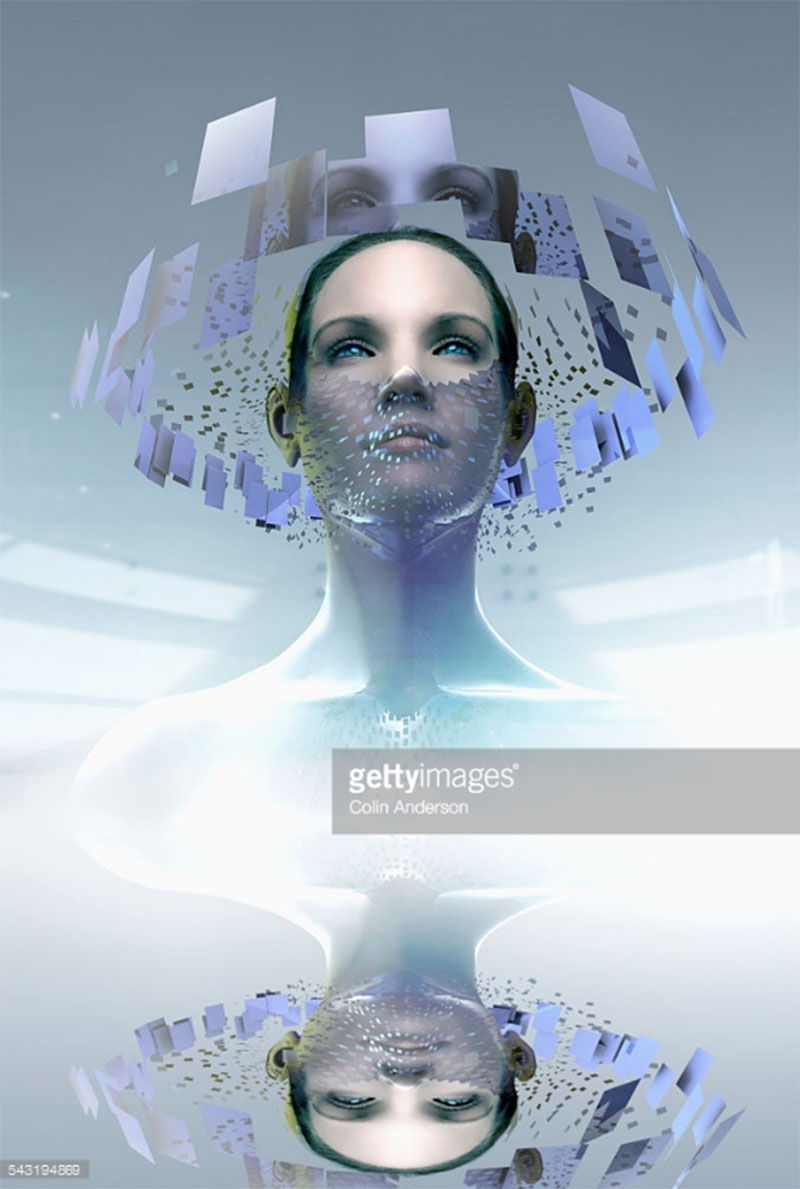 Woman wearing artificial intelligence screen mask. Article: INTJ mastermind series, part 1. Photo Credit: Colin Anderson - 543194869. gettyimages.com / published on Alwaysuttori.com.