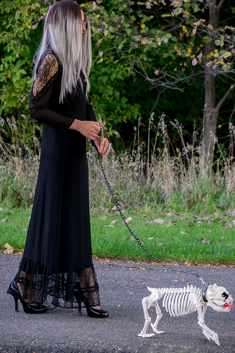 Walking the Dawg. Photo Credit: Mechelle Avey. Pastel Goth Morticia and Pallicanis. Alwaysuttori.com