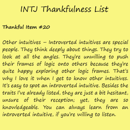 Introvert Life: The Thankful INTJ. Thankful -20