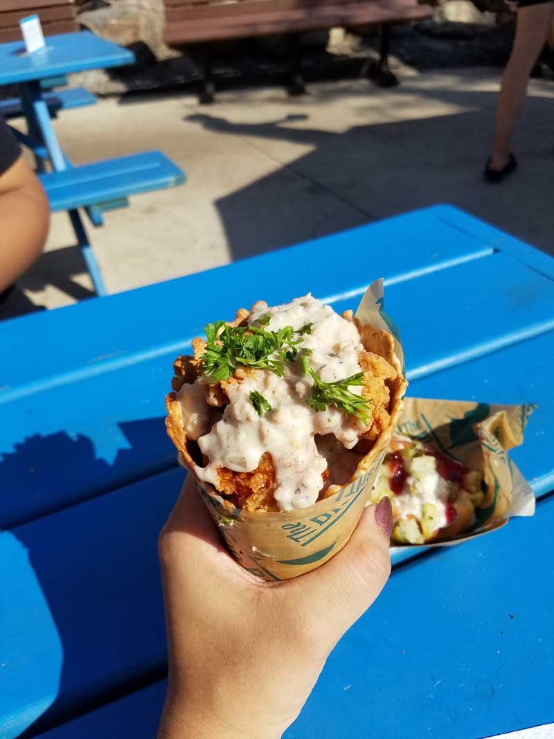 Chicken-in-Waffle-and-Swedish-Smorgas-Blue-Barn-MN-State-Fair-2018- Mission to Munch